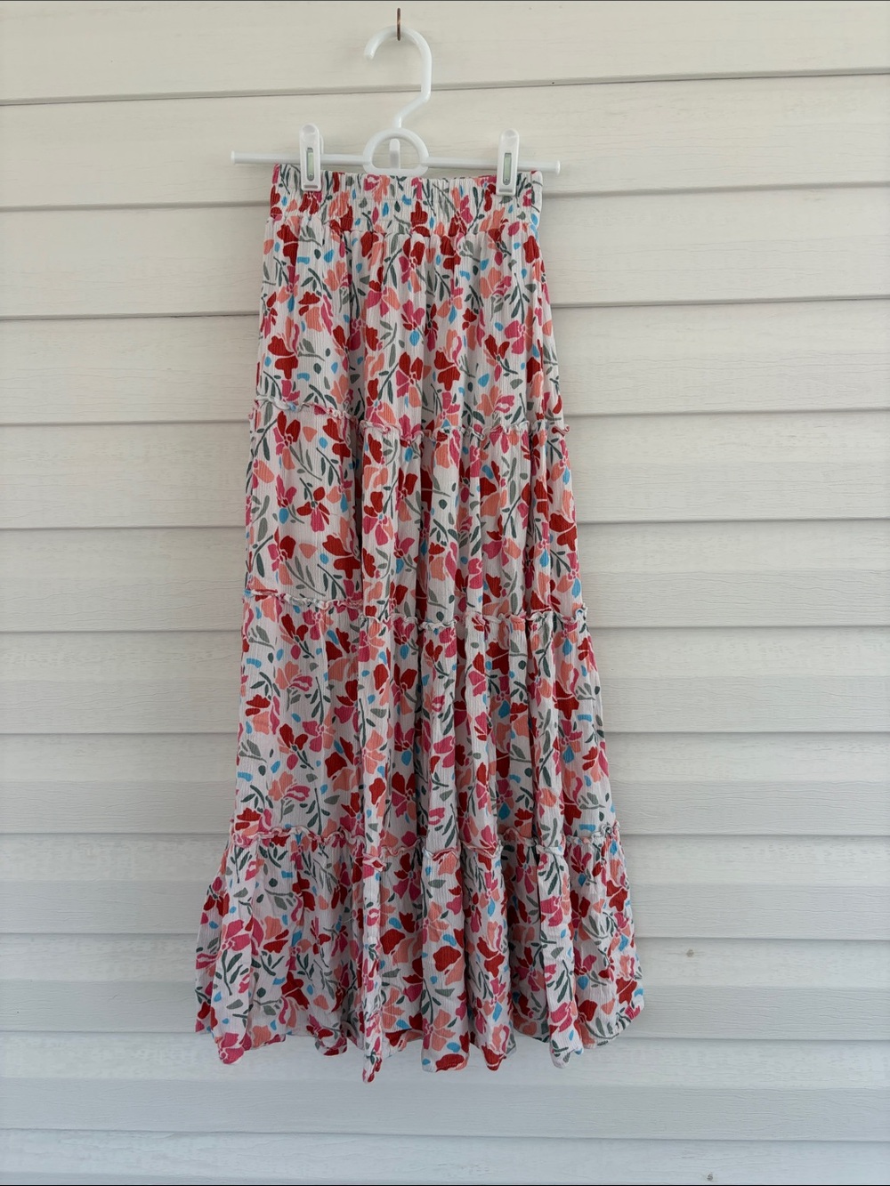 Blue Rain x Francesca's Floral Tiered Maxi Skirt Boho Cottagecore Prairie Skirt